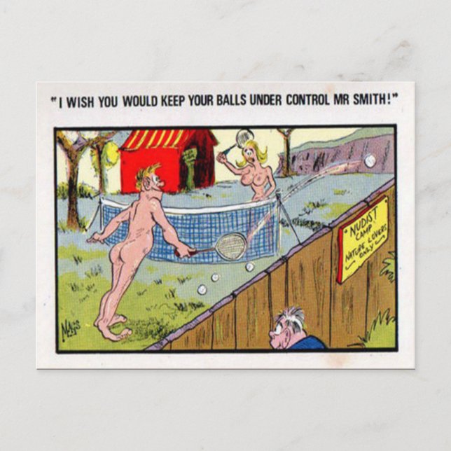Old Postcard - A Comic Tennis Postcard (Front)