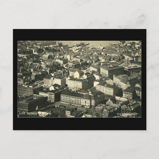 Old Postcard, Bergen, Norway, in 1937 Postcard (Front)