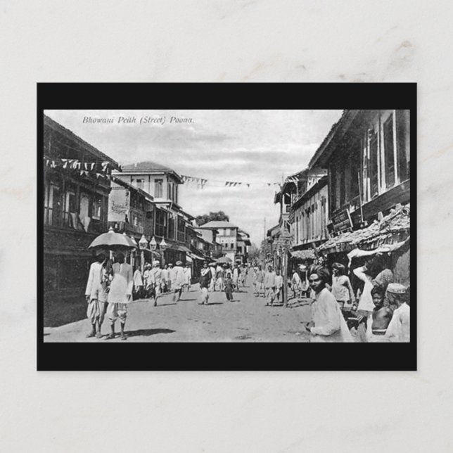Old Postcard - Bhowani Street, Pune, India (Front)
