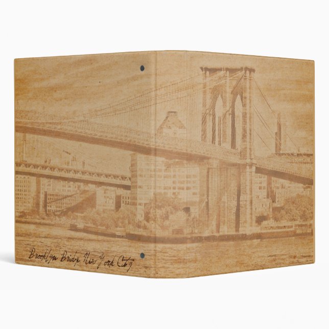 Old Postcard Brooklyn Bridge 1" Photo Album Binder (Background)