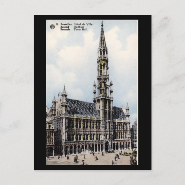 Old Postcard - Brussels Town Hall (Front)
