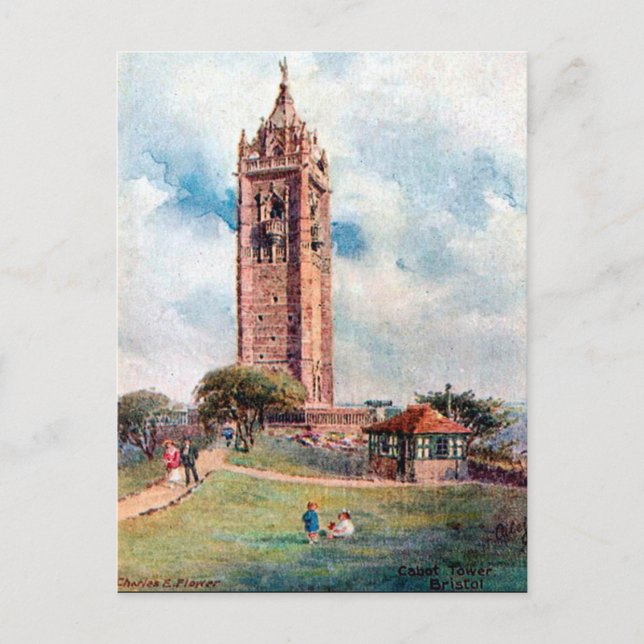 Old Postcard - Cabot Tower, Bristol (Front)