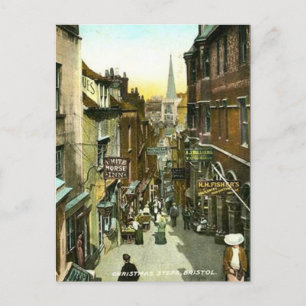 Old Postcard - Christmas Steps, Bristol