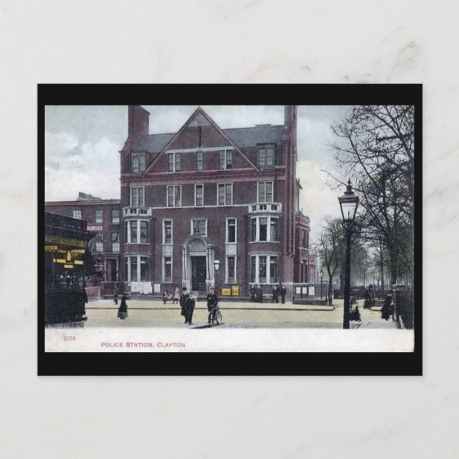 Old Postcard - Clapton Police Station, London (Front)