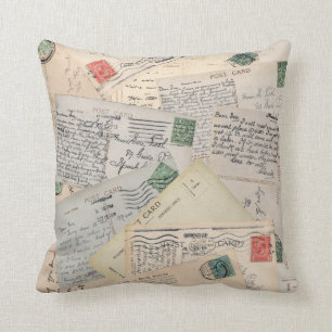 Old Postcard Collage Cushion