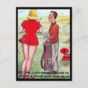 Old Postcard - Comic - Golf