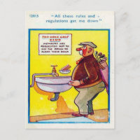 Old Postcard - Comic - Golf