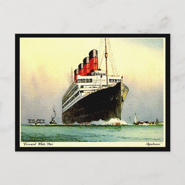 Old Postcard - Cunard White Star "Aquitania" (Front)