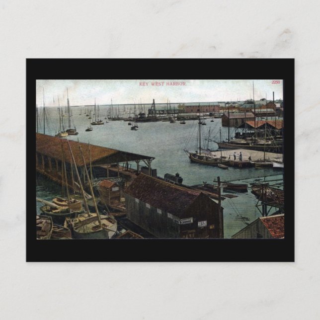 Old Postcard - Florida, Key West Harbour (Front)