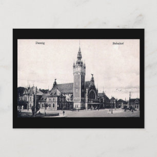 Old Postcard, Gdansk/Danzig - Railway Station Postcard