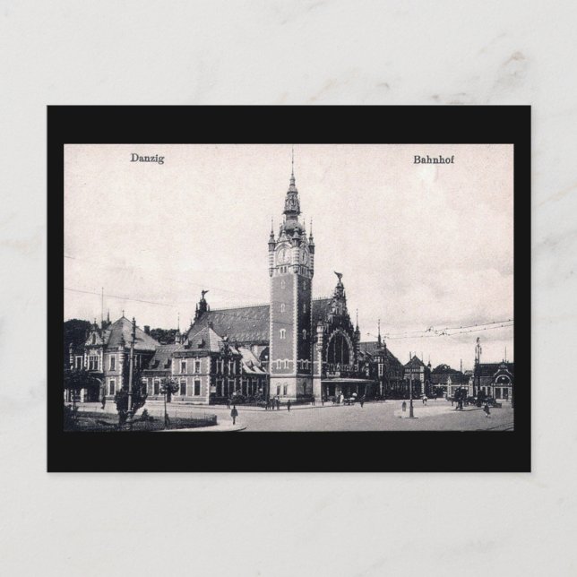 Old Postcard, Gdansk/Danzig - Railway Station Postcard (Front)