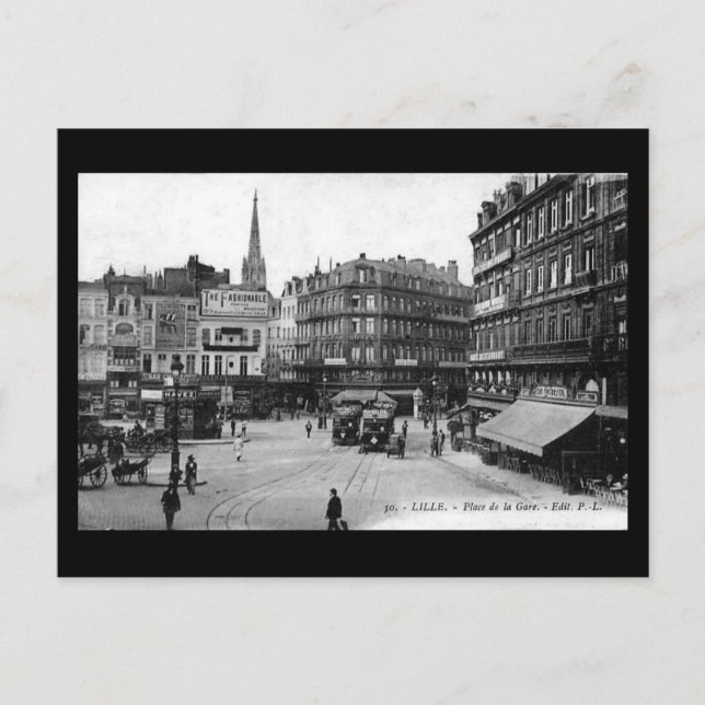 Old Postcard - Lille, Place de la Gare (Front)