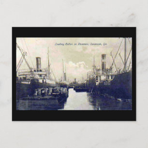 Old Postcard, Loading Cotton, Savannah, Georgia Postcard