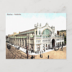 Old Postcard - Market Halls, Warsaw, Poland