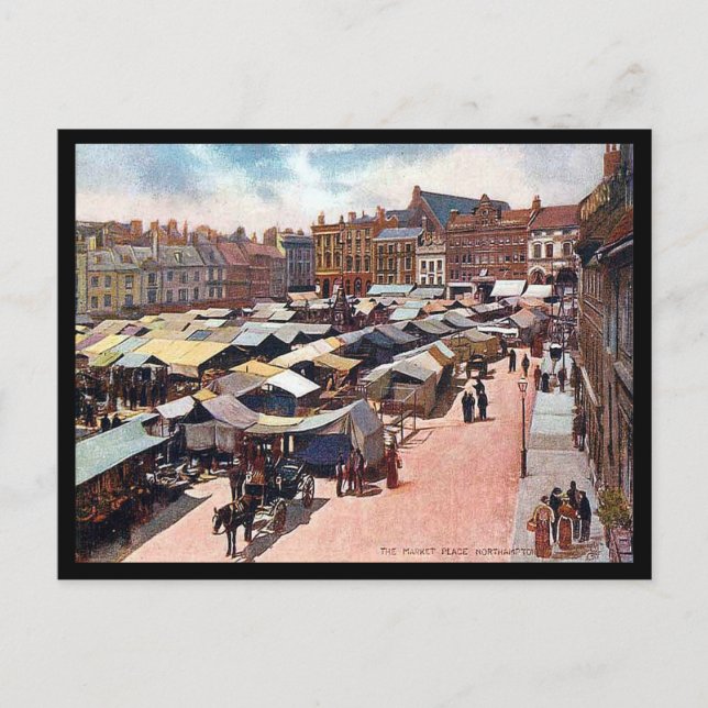 Old Postcard - Market Place, Northampton (Front)