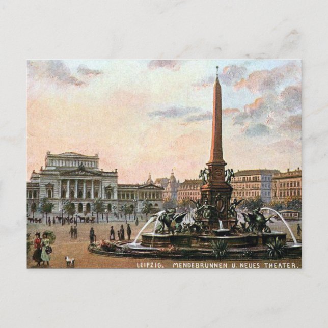 Old Postcard - Mendebrunnen, Leipzig (Front)