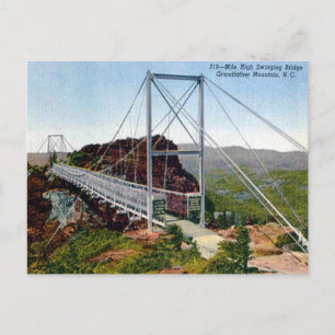 Old Postcard - Mile High Swinging Bridge, NC, USA