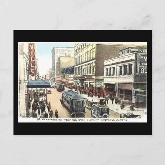 Old Postcard, Montreal, St Catherine Street Postcard (Front)