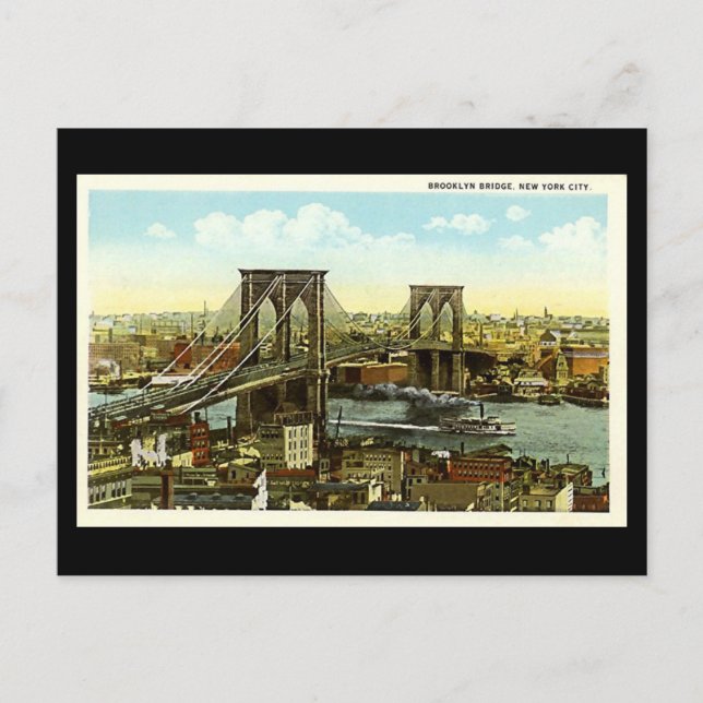 Old Postcard - New York City, Brooklyn Bridge (Front)