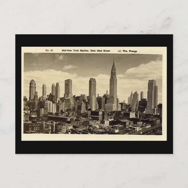 Old Postcard, New York City Skyline Postcard (Front)