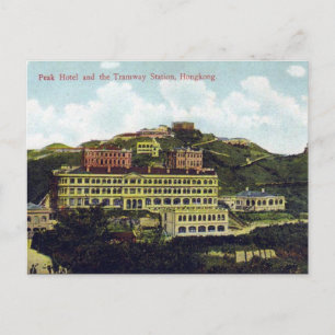 Old Postcard - Peak Hotel and Tramway Station