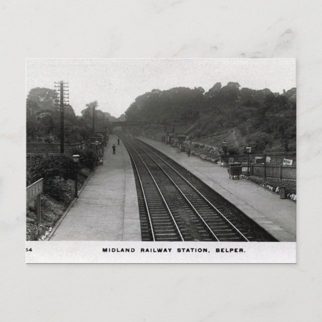 Old Postcard - Railway Station, Belper, Derbyshire (Front)