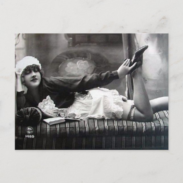 Old Postcard - Reclining Maid (Front)