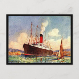 Old Postcard - RMS Carpathia leaving Messina