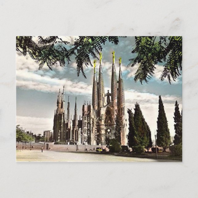 Old Postcard - Sagrada Familia, Barcelona (Front)