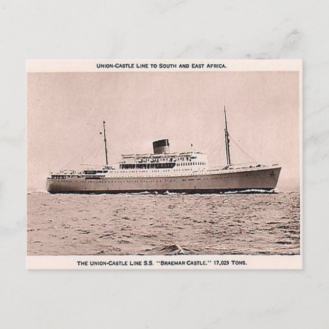 Old Postcard - SS Braemar Castle (Front)