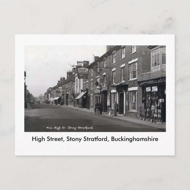 Old Postcard, Stony Stratford High Street Postcard (Front)