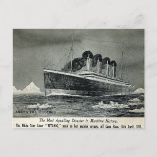 Old Postcard - Titanic among the Icebergs