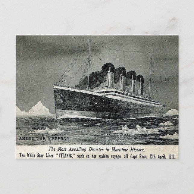 Old Postcard - Titanic among the Icebergs (Front)