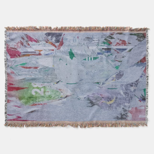 Old posters winter look white green grey red 28 throw blanket (Front)