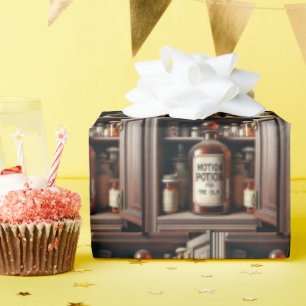 Old Potion Bottle In a Medicine Cabinet Wrapping Paper