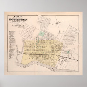 Old Pottstown PA Map (1871) Poster