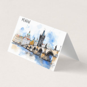 Old Prague, Charles bridge watercolor
