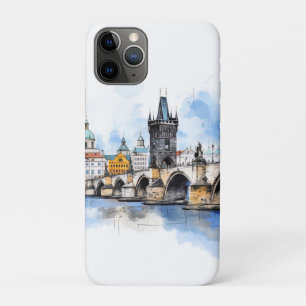 Old Prague, Charles bridge watercolor iPhone 11 Pro Case