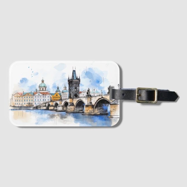 Old Prague, Travel with Timeless Style Luggage Tag (Front Horizontal)