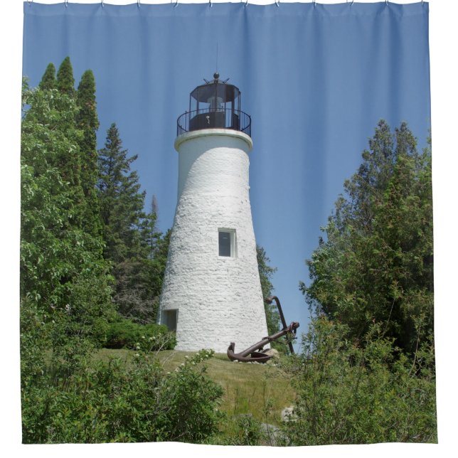 Old Presque Isle Lighthouse shower curtain (Front)
