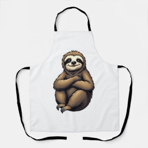 Old Print Sloth Art Vintage Graphic 2 Apron
