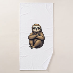 Old Print Sloth Art Vintage Graphic 2 Bath Towel