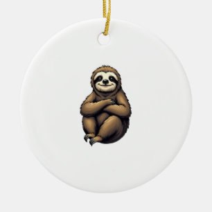 Old Print Sloth Art Vintage Graphic 2 Ceramic Ornament