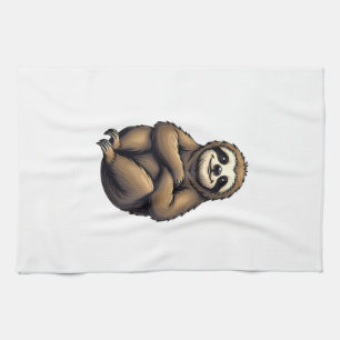 Old Print Sloth Art Vintage Graphic 2 Kitchen Towel