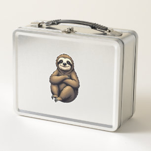 Old Print Sloth Art Vintage Graphic 2 Metal Lunch Box