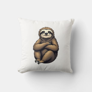 Old Print Sloth Art Vintage Graphic 2 Throw Pillow