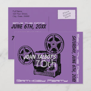 Old Projector 70th birthday Party Save the Date Announcement Postcard