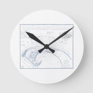 Old Provincetown Cape Cod Map Round Clock