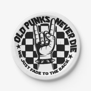 Old PUNKS Never Die Punk Rock Music Legend Custom Paper Plate