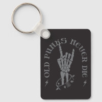 OLD PUNKS NEVER DIE - Retro Skeleton Rock On Hand